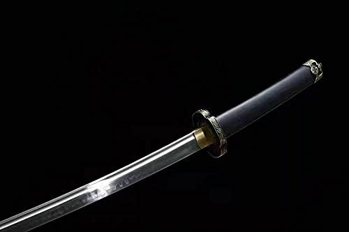 PJXC בעבודת יד חרב יפנית סמוראי טאצ'י פלדה חימר טמפרת גילוח חדה נינג'ה קטנה
