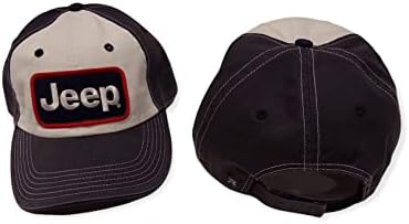 ג 'יפ פרימיום רקום-תיקון כובע שטף, במשקל כבד צ' ינו אריג לבן / פחם/חיל הים