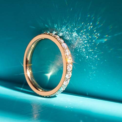 ג ' יניארי 3 ממ טבעות נישואין לנשים טבעת נצח 18 קראט מצופה זהב מעוקב זירקוניה טבעות אירוסין ניתנות לגיבוב הבטחת