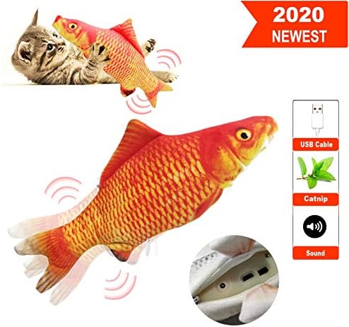 צעצוע של Langya Pet Cat צעצוע, USB מטען צעצוע של חתול דגים נעים חשמליים עם סוללה מובנית, דגים מתנדנדים חשמליים,