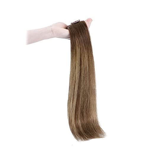 קליפ בתוספות שיער טס אמיתי שיער טבעי קליפ בתוספות שיער לנשים, טבעי ישר קליפ בהארכה 7 יחידות 16 קליפים, שוקולד