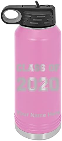 Lasergram 40oz כפול קיר כפול הפוך בקבוק מים עליון עם קש, כיתה של 2020, 2021, 2022, 2023, חריטה אישית כללה