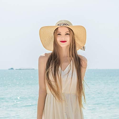 נשים שמש קש כובע רחב שוליים 50 קיץ כובע מתקפל להפשיל תקליטונים חוף כובע לנשים