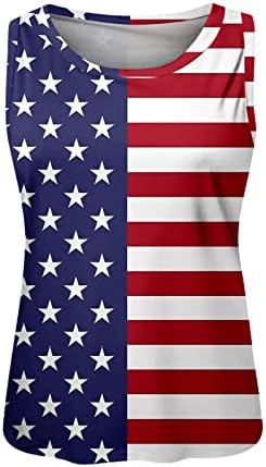 עצמאות יום גופייה לנשים 4 יולי שרוולים צווארון עגול אמריקאי דגל כוכבים אפוד פטריוטית מזדמן קיץ חולצות