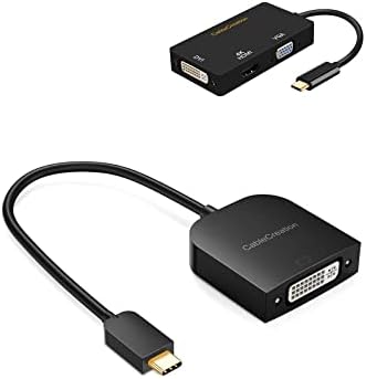 חבילה של CableCreation - 2 פריטים: USB C ל- VGA HDMI DVI מתאם + USB C ל- DVI מתאם