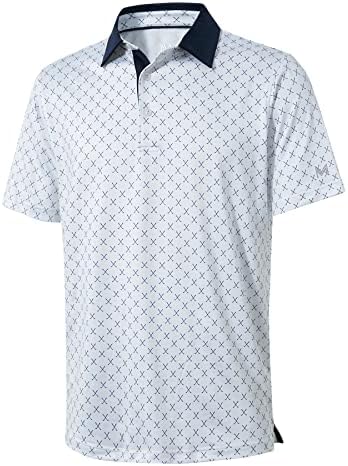גולף חולצות לגברים כושר יבש קצר שרוול הדפסת ביצועים לחות הפתילה פולו חולצה