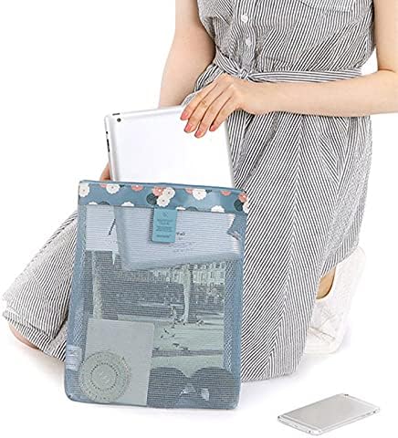 אפור 990 בגדי אחסון שקיות, חוף תיק שקוף נייד פוליאסטר קיץ שימושי קניות תיק לקמפינג-כחול