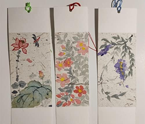 SQ074 HMAYART סיני סגנון מסורתי DIY XUAN נייר סימניות ריקות עם גדילים צבעוניים עבור SUMI-E ו- INK ARTWRES 20 גיליונות