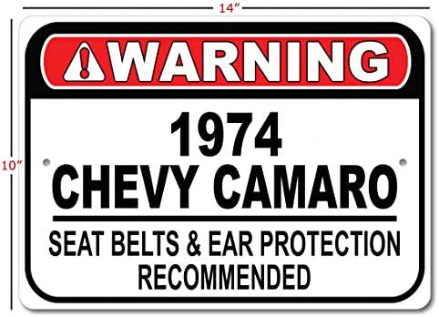 1974 74 חגורת בטיחות שברולט קמארו מומלצת שלט רכב מהיר, שלט מוסך מתכת, עיצוב קיר, שלט מכונית GM - 10x14 אינץ '