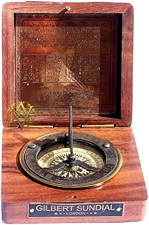 שעון השמש בעבודת יד מצפן וינטג 'דגם Sundial - שעון עיצוב שולחן/שולחן