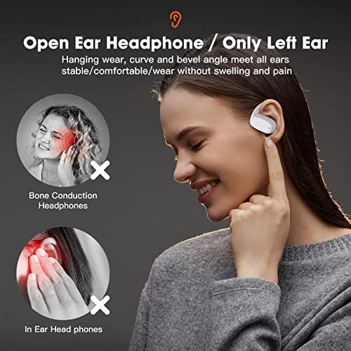 Yicfis אוזניות אוזניים פתוחות בודדות Bluetooth אלחוטית עם נהגים גדולים 16 ממ גדולים לצליל עוצמתי, 8 שעות Bluetooth 5.2