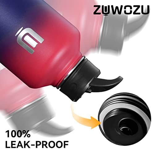 בקבוק מים של Zuwozu 1 ליטר מבודד קש, paracord, נשיאה כיס ו -3 מכסים, בקבוקי מים נירוסטה כפול קירות, כד מי גלון מושלם למשקה