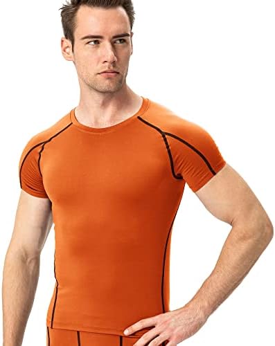 חולצות דחיסה לגברים של EARGFM שרוול קצר שרוול קצר מהיר שכבת בסיס יבש אימון ריצה חולצת טריקו ספורט ספורט פעילויות