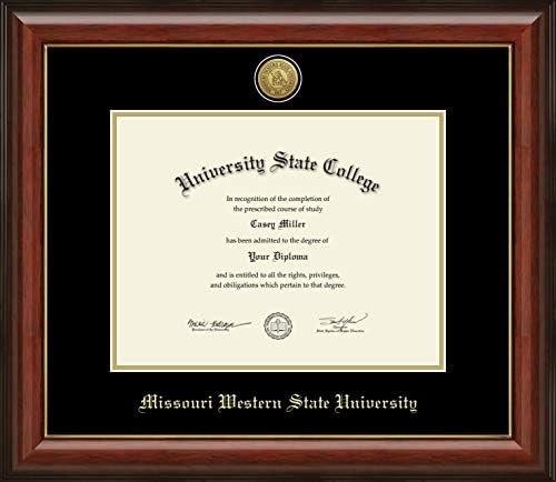 אוניברסיטת מיזורי המערבית - רישיון רשמית - מסגרת תעודת מדליית זהב - גודל מסמך 11 x 8.5
