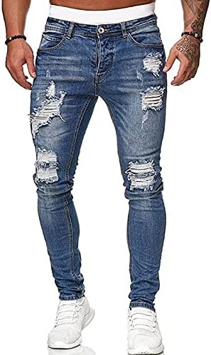 מכנסי ג'ינס זפוטיים לגברים רזים מתאימים לאופנה מזדמנת מכנסי טרקלין עבודה עם כיסים
