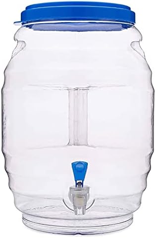 BPA בסגנון מקסיקני חופשי ויטראולרו אגואס פרסקס טפדרה מיכל מים מפלסטיק עם הצמד כחול על המכסה וספיגוט, 3 ליטר, 11 ליטר,