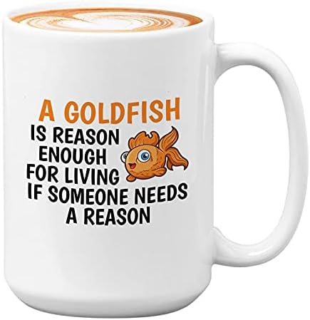 בועות חיבוקים חובבי דגים ספל קפה 15 גרם לבן - דג זהב הוא סיבה מספקת - מיכל אקווריום מים מחמד אלמוגים אורנדה ראנצ'ו פנטיל