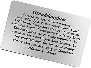 נכדה חקוק ארנק כרטיס השראה מתנה מסבתא סבא נכדת מתנת כרטיס הטוב ביותר יום הולדת חג המולד סיום חתונה יום מתנות לנכדה