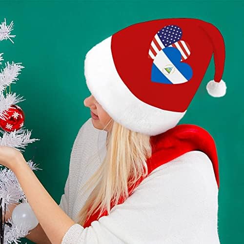 ניקרגואה אמריקאי לב דגל חג המולד כובע סנטה כובעי חג המולד עץ קישוטי חג דקור מתנות למבוגרים נשים משפחת גברים