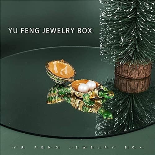 יו פנג צב ירוק תיבת תכשיט תכשיטים צירים וצלמיות נמר קריסטל אספנות