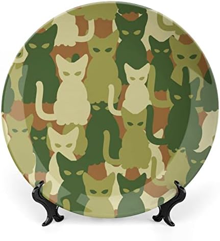 דפוס צבאי הסוואה לחתולי קרמיקה עצם קרמיקה סין צלחות דקורטיביות עם צלחות ארוחת ערב של קישוטים תלויים