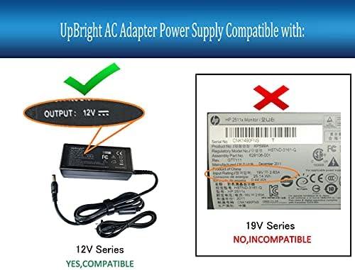 Upbright 12VDC 12 VOLT פלט AC/DC מתאם תואם ל- HP 2511X XP599A XP599AAABA 25 מסך רחב LED צג LCD 12V 12.0V DC12V