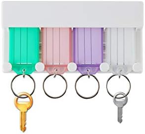 תגי מפתח, 4 מארז קשה פלסטיק תגי מפתח מזהה תוויות עם פיצול טבעת תווית חלון, מגוון צבעים