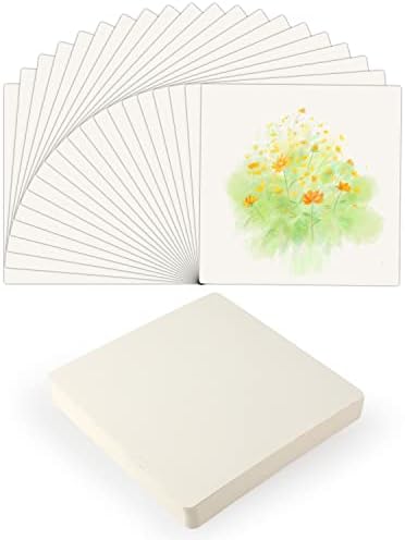 50 גיליונות כרטיסי צבעי מים ריקים, 5.5x5.5 אינץ 'מרובע צבעי נייר כרטיסי נייר