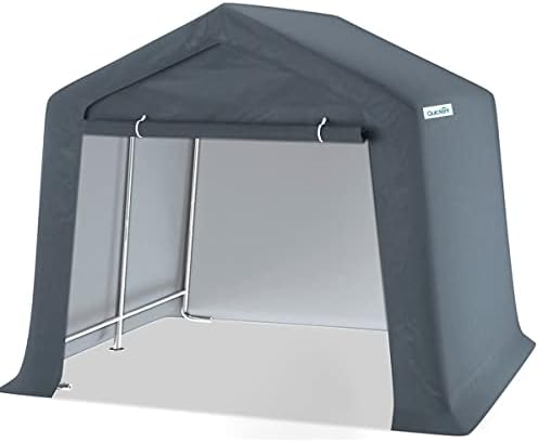 מקלט אחסון בגודל 10 על 10 רגל אוהל אחסון כבד מקלט מוסך חיצוני נייד לריהוט פטיו, מכסחת דשא ואחסון אופניים-אפור כהה