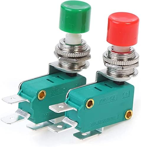 מתגי מיקרו של Agounod 1pc DS-438 רגעי אדום/ירוק כפתור כפתור מפעיל מיקרו מתג הגבלת מיקרו 12 ממ לחצן כפתור עבודה מתח 250V