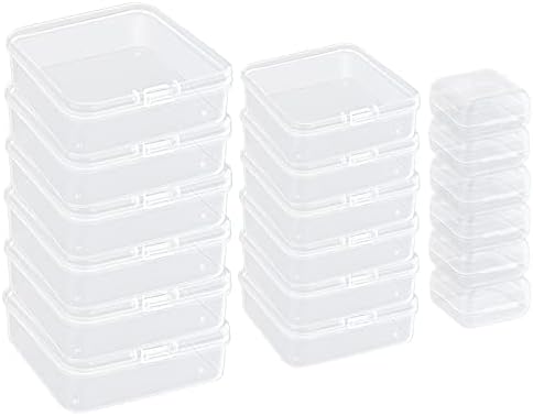 Ibequem 18 יחידות מידות מעורבות קופסת פלסטיק ריקה מלבנית, מיני מארגן פלסטיק ברור