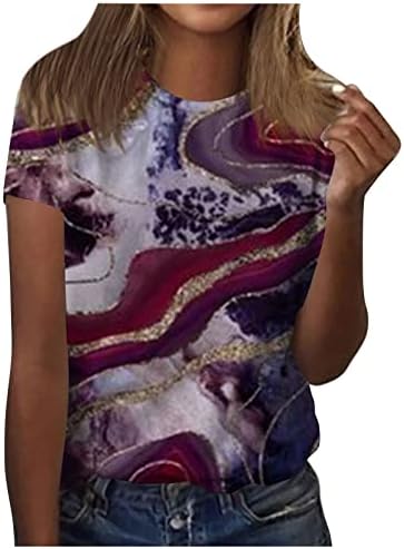 נשים קצר שרוול מזדמן טיז אופנה מודפס צוות צוואר טוניקת חולצה חולצות טמפרמנט התאמת צבע חולצות