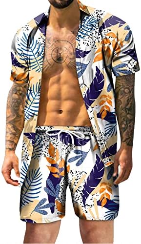 קיץ וולדור הקיץ ההוואי החופשי חוף התלבושת גרפית ירידה חולצות עם שרוולים קצרים ומערכות מכנסיים קצרים