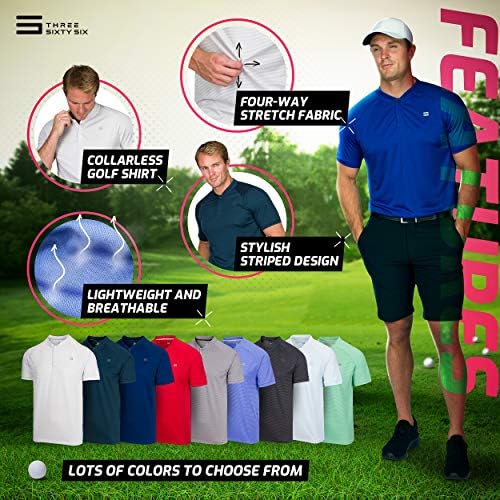שלוש שישים ושש חולצות גולף ללא צווארון לגברים-פולו שרוול קצר מזדמן לגברים, קל משקל ונושם