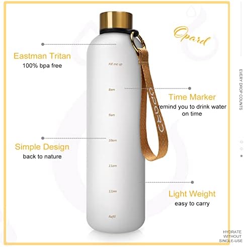 בקבוק מים מוטיבציה של אופארד 32 עוז עם סמן זמן לשתייה, בקבוק פלסטיק לשימוש חוזר עם טריטן בחינם לחדר כושר וספורט
