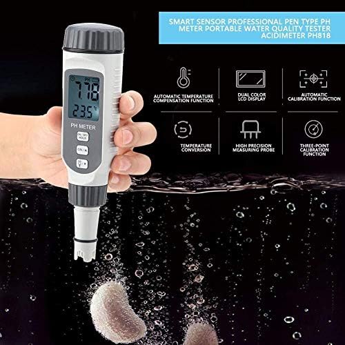 JF-XUAN TESTER איכות המים בודק חיישן חכם PH PH, PH818 LCD תצוגת מטר מקצועי חומצה לבוחן איכות מים ניידים לחקלאות