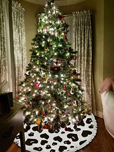 Vantaso שחור לבן לבבות לבבות 48 אינץ 'חצאית עץ גדולה קישוט לחג המולד, מחצלת עץ חג המולד עם גדילים למסיבת חג