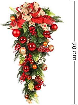 Ganfanren Creative חג מולד הפוך עץ חג המולד Rattan Burlap Ball Ball Tree חג המולד עם אור לקניון תליון ביתי