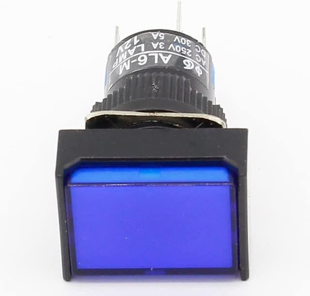 מלבן HZY 16 ממ רגעי לחיצה רגעית מנורה מנורה 5 פינים 6V 12V 24V 220V מתג איפוס מתג נעילה מתג נעילה כחול ירוק