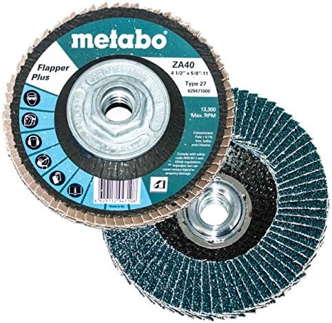 Metabo 629472000 4.5 x 5/8 - 11 פלאפר פלוס שוחקים דיסקי דש 60 חצץ, 5 חבילה