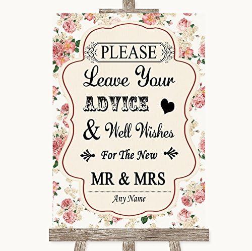 ורדים וינטג ' ספר אורחים עצה & מגבר; משאלות מר & מגבר; סימן חתונה אישית גברת