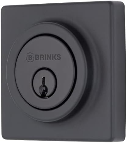 Brinks - גליל יחיד עכשווי Deadbolt, שחור מט - בנוי להגנה על מגורים קפדניים עם אבטחת ANSI כיתה 3