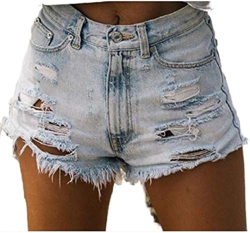 נשים קסילוצ'ר קרעו מכנסיים קצרים ג'ינס מוצקים מודפסים עם מותניים גבוהים התלקחויות קרסול אופנה מכנסיים קצרים