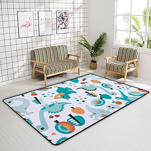 זוחל שטיח מקורה משחק מחצלת דינוזאור כחול לסלון חדר שינה משתלת חינוכית שטיחים שטיחים 80x58 אינץ '