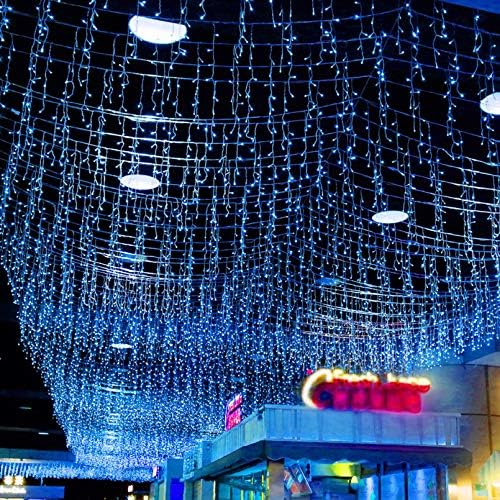 אורות קרח led gtsyding, 13ft 96 נוריות LED 8 מצבים וילון חלון פיות הניתן להרחבה תקרת חג המולד משתלשלת אורות זיכרון