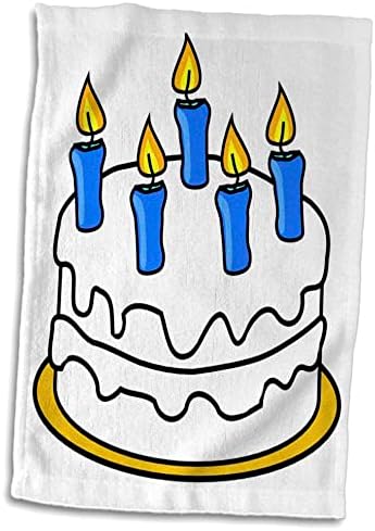 3drose Florene Décor II - עוגה לבנה עם נרות כחולים - מגבות