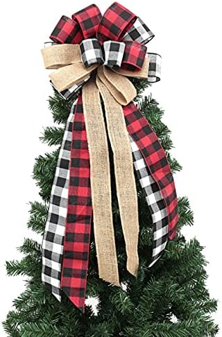 DEKIKA מתנות דקורטיביות מעודנות לחג המולד, טופר קשת עץ חג המולד, 33 x12.6 אינץ