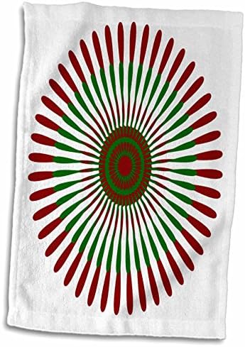 3 דרוז פלורן גיאומטרי - דפוס עיגולים ירוקים אדומים - מגבות
