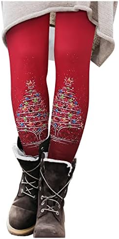 IIUS נשים חותלות לחג המולד רכות רכות חותלות מוברשות חג המולד טייץ עץ מכנסי מכנסיים מותניים גבוהים אימון מכנסי