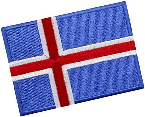 טלאי דגל איסלנד רקום ברזל על תפירה על סמל לאומי איסלנדי